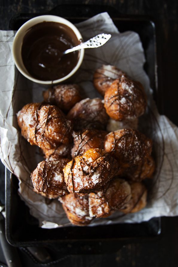Pumpkin Doughnut Bites with Dark Chocolate Drizzle