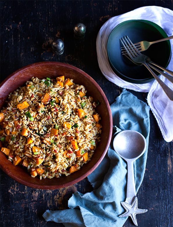 Roasted Butternut and Spinach Brown Rice Salad