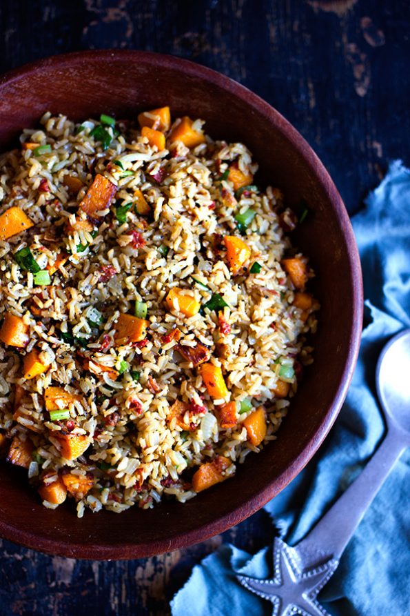 Roasted Butternut and Spinach Brown Rice Salad