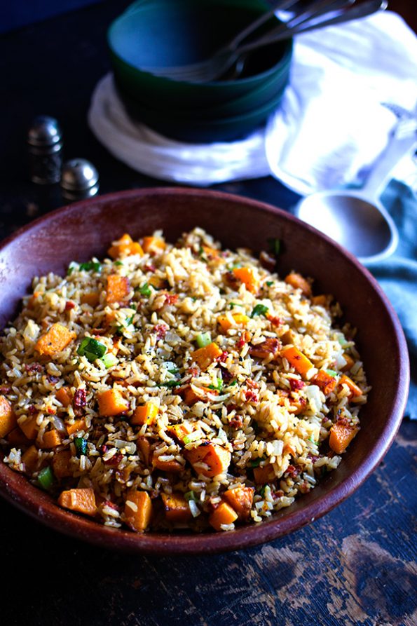 Roasted Butternut and Spinach Brown Rice Salad