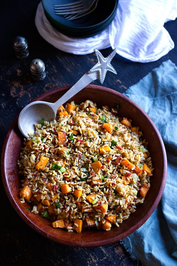 Roasted Butternut and Spinach Brown Rice Salad