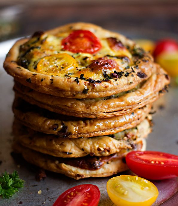 Herb and Nut Crusted Salami, Spinach and Tomato Tarts Herb and Nut Crusted Salami, Spinach and Tomato Tarts