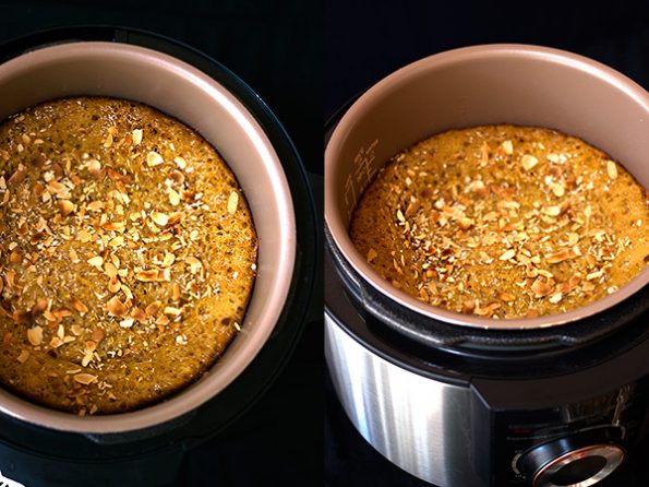 Toffee Pudding with Toasted Almonds and Caramel Sauce