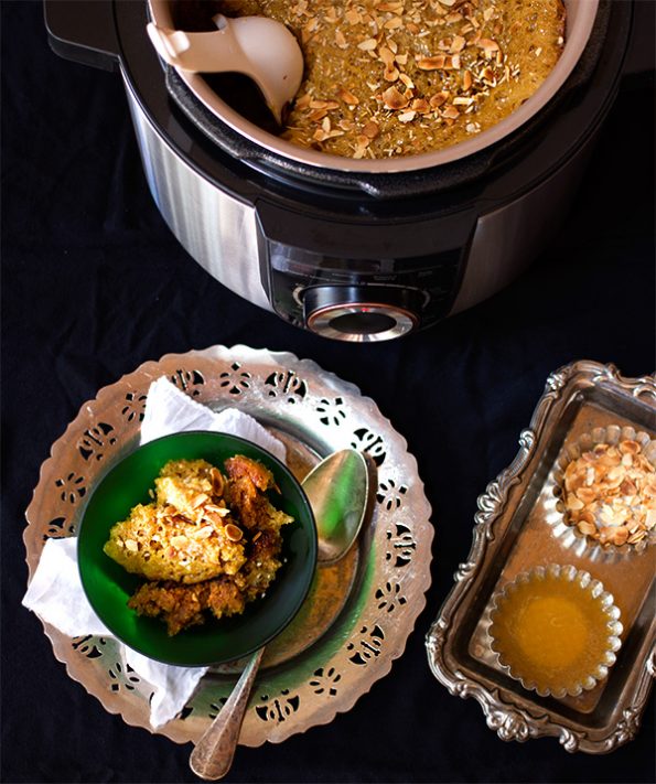 Toffee Pudding with Toasted Almonds and Caramel Sauce