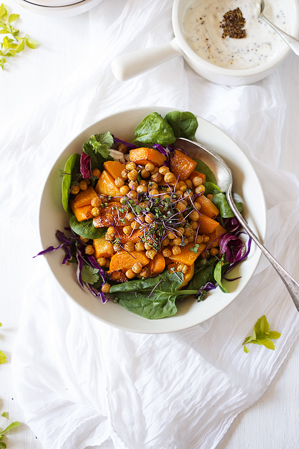Warm Butternut, Chickpea and Spinach Salad Warm Butternut, Chickpea and Spinach Salad