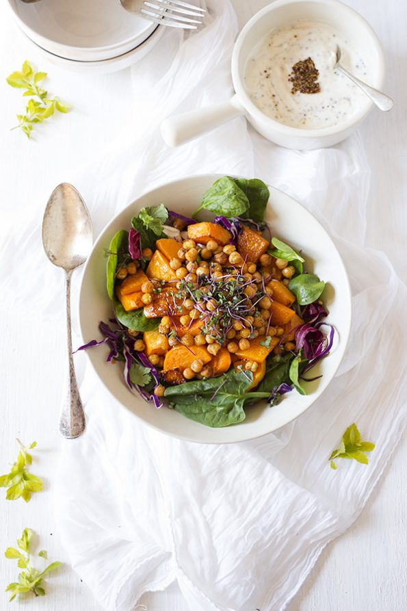 Warm Butternut, Chickpea and Spinach Salad