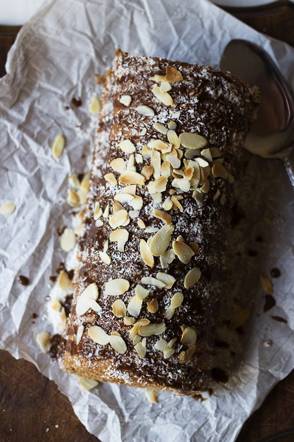 Mocha, Caramel and Coconut Swiss Roll