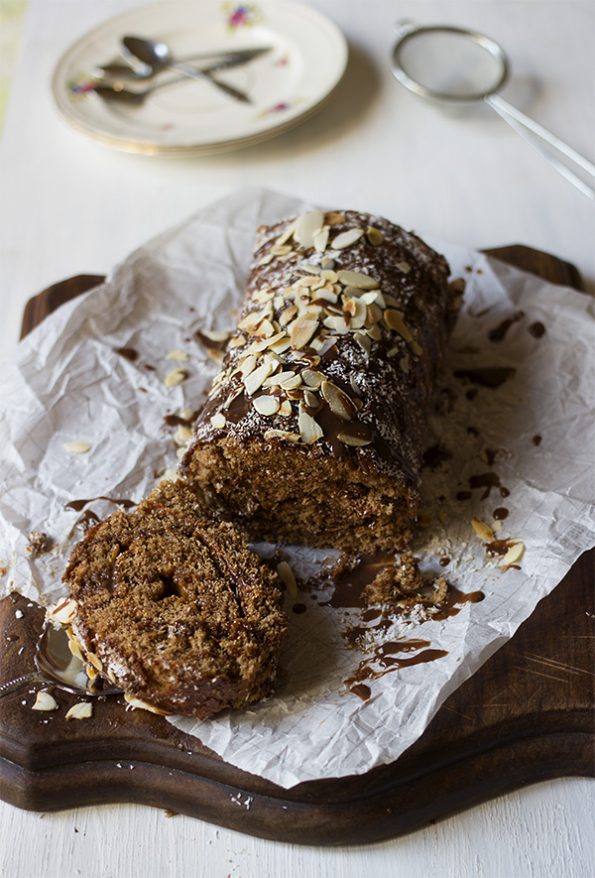 Mocha, Caramel and Coconut Swiss Roll