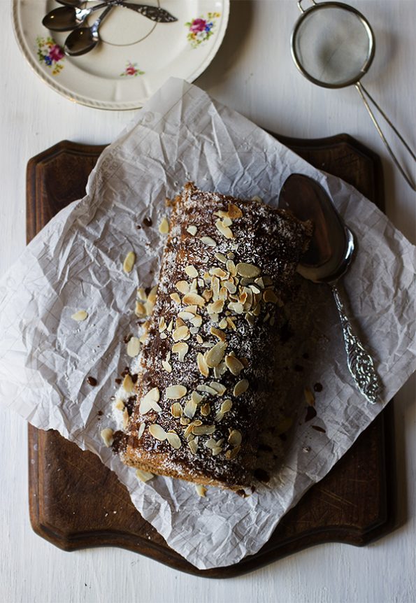 Mocha, Caramel and Coconut Swiss Roll