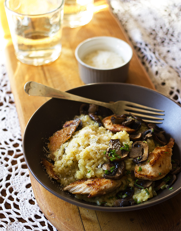 Lemon Risotto with Chicken, Mushrooms and Chives aninas recipes