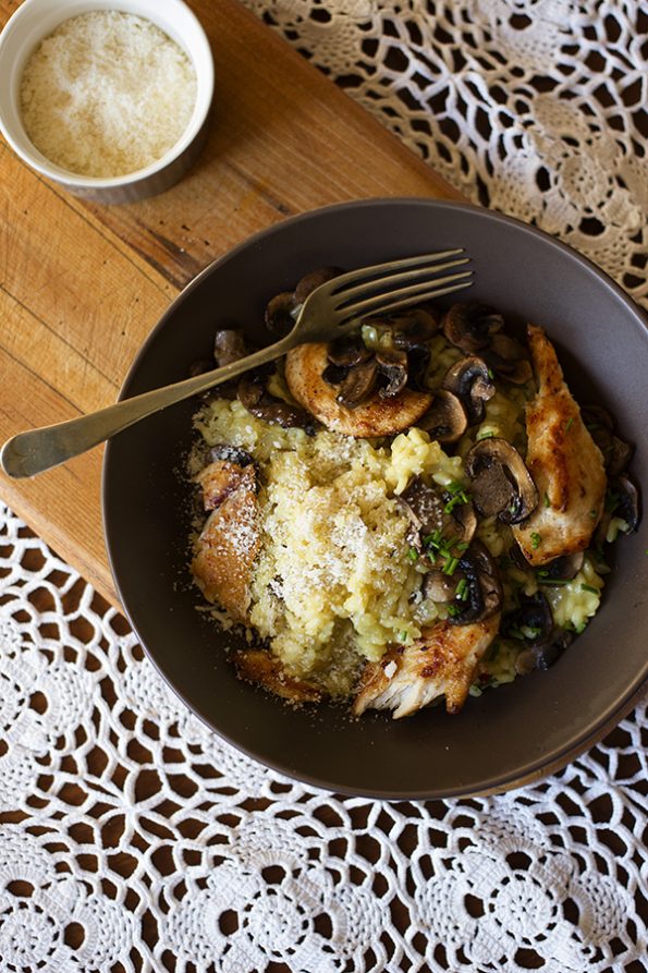 Lemon Risotto with Chicken, Mushrooms and Chives