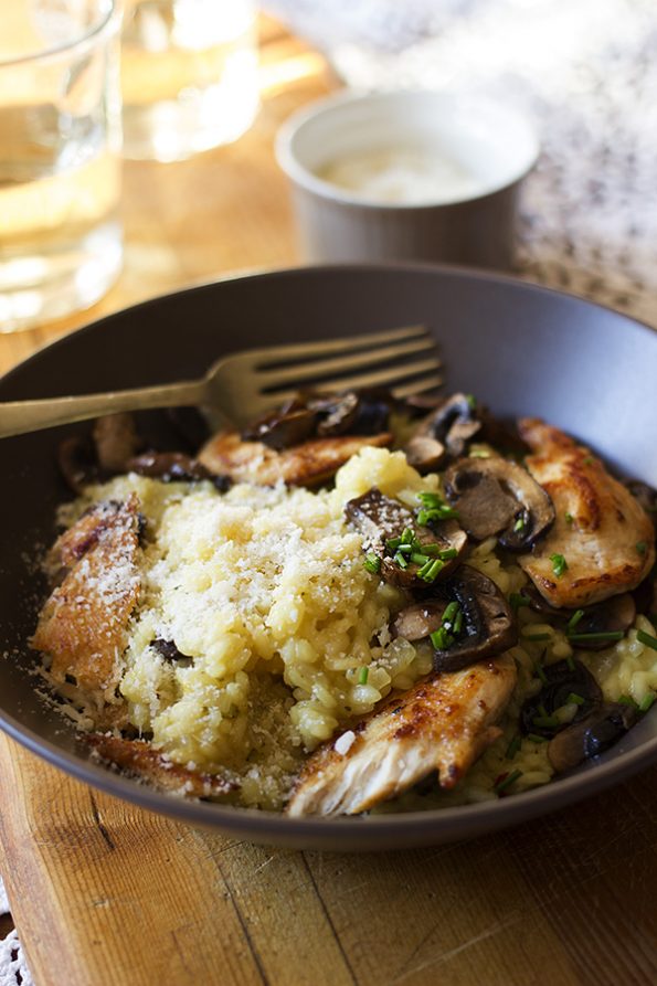 Lemon Risotto with Chicken, Mushrooms and Chives