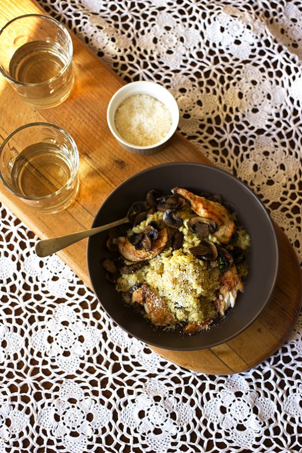 Lemon Risotto with Chicken, Mushrooms and Chives