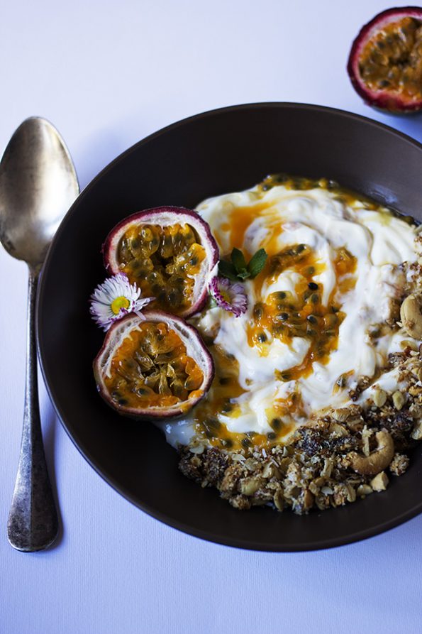 Passion Fruit, Yogurt and Nutty Granola Bowl