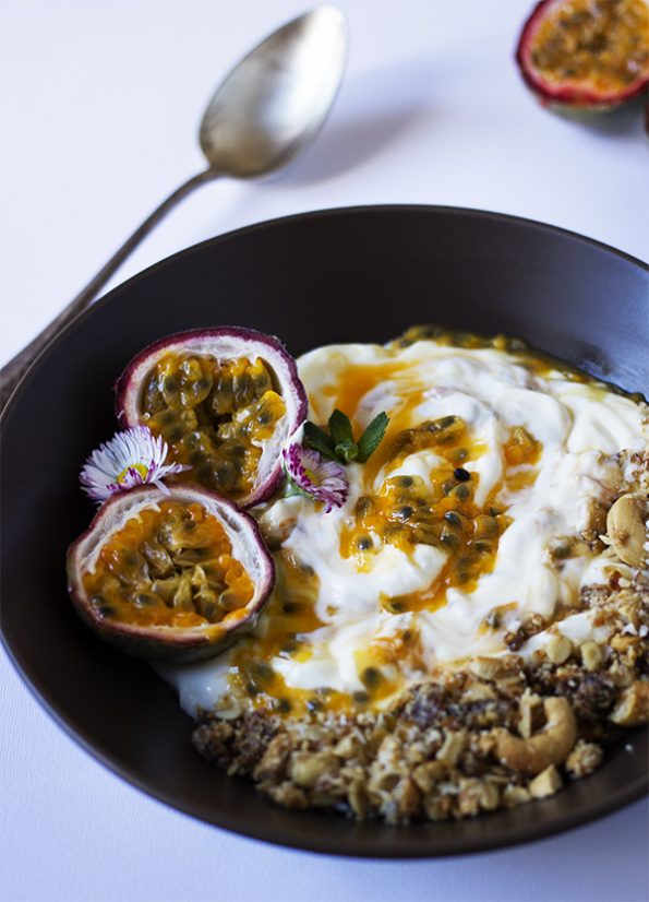 Passion Fruit, Yogurt and Nutty Granola Bowl