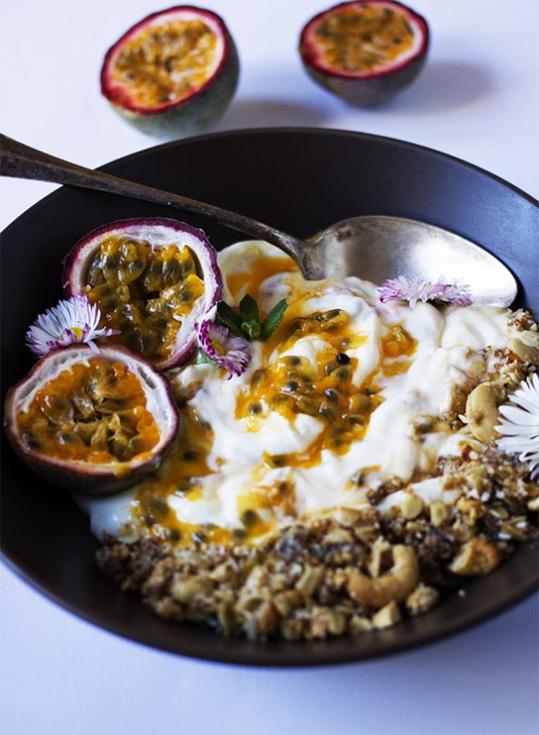 Passion Fruit, Yogurt and Nutty Granola Bowl