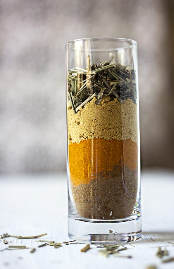 Three Grain Rice Paper Rolls with Miso Peanut Butter Dipping Sauce and Kale Soil