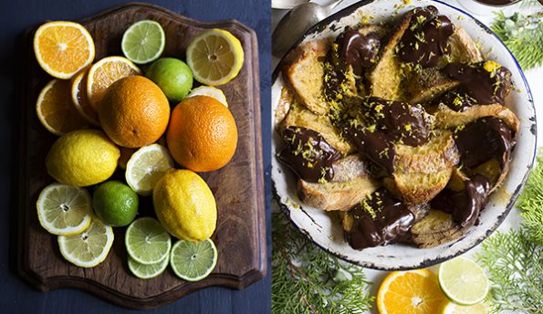 Bread and Butter Pudding with Dark Chocolate Ganache and Citrus Bread and Butter Pudding with Dark Chocolate Ganache and Citrus