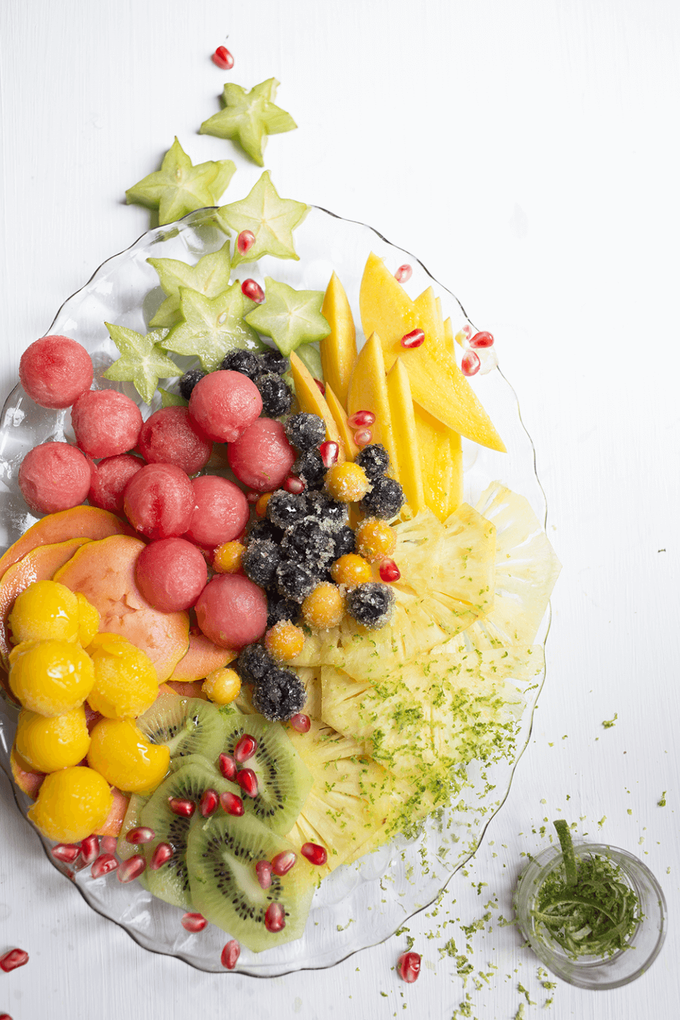 Fruit Carpaccio with Mango and Honey Sorbet