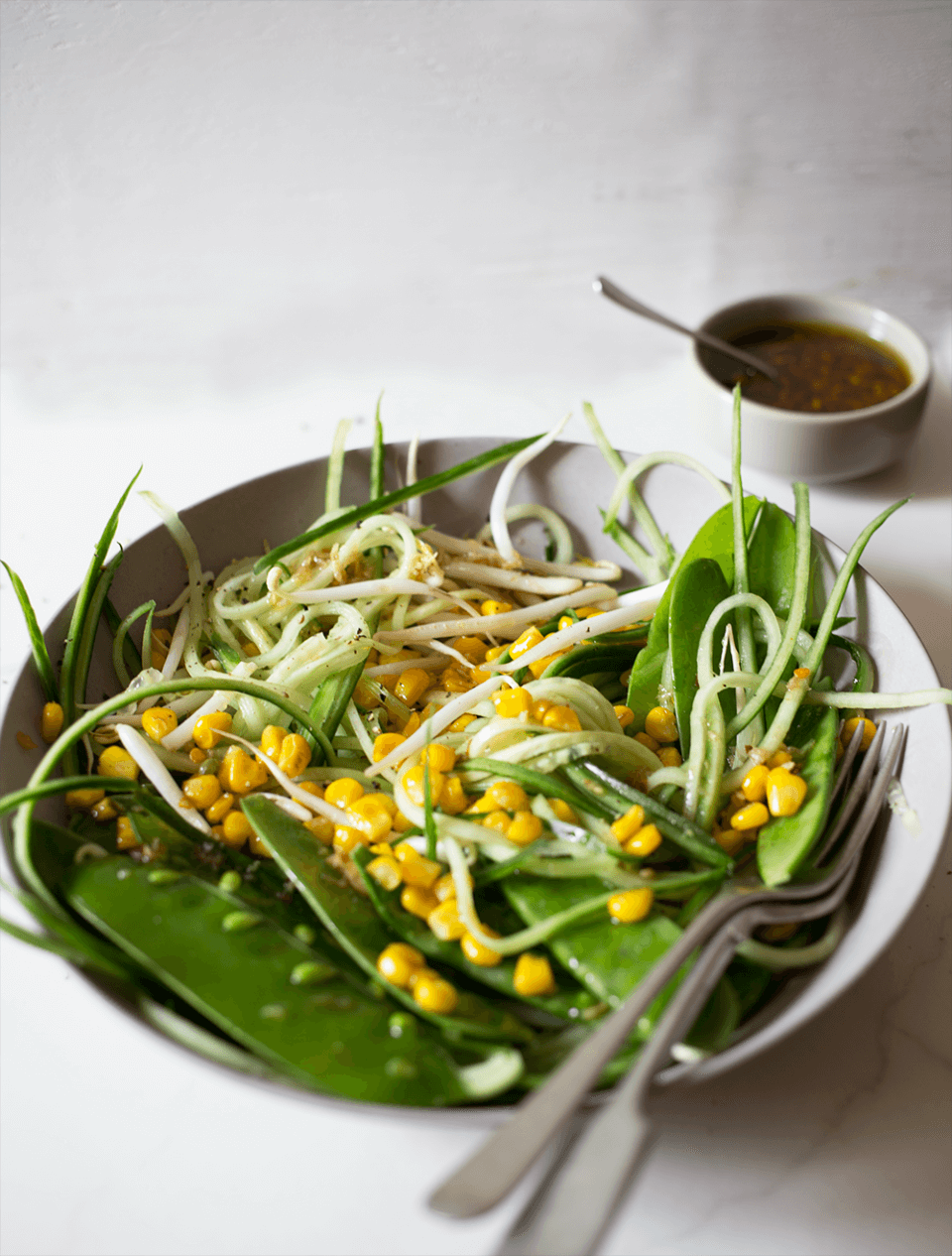 Cucumber, Corn and Sprout Salad with a Thai Dressing
