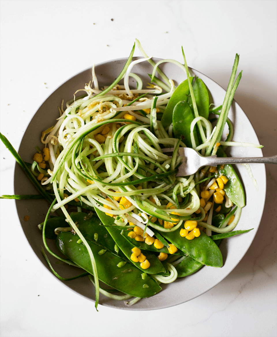 Cucumber, Corn and Sprout Salad with a Thai Dressing