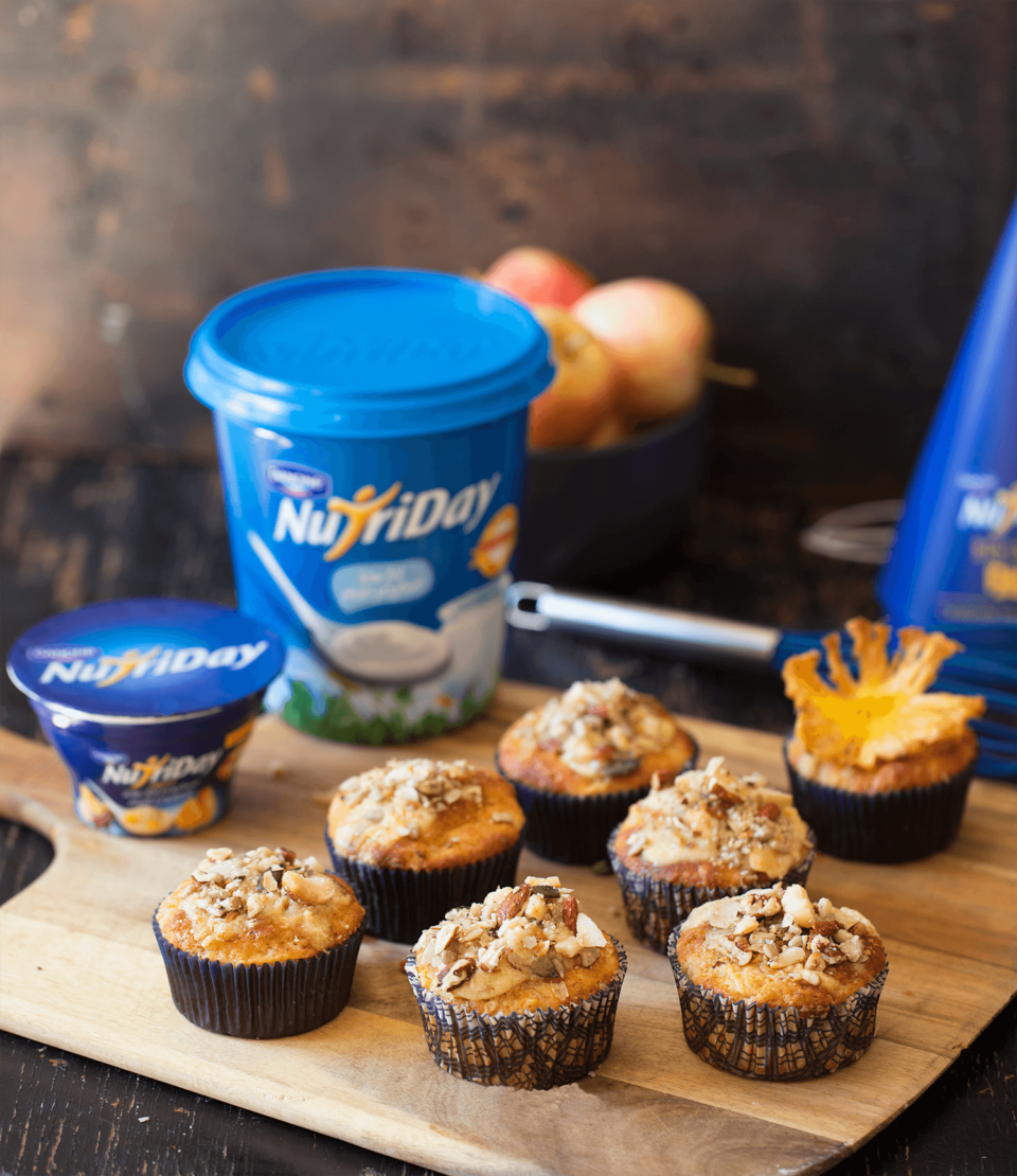 Fruit and Oats Breakfast Muffins with Fruit Yogurt Glaze