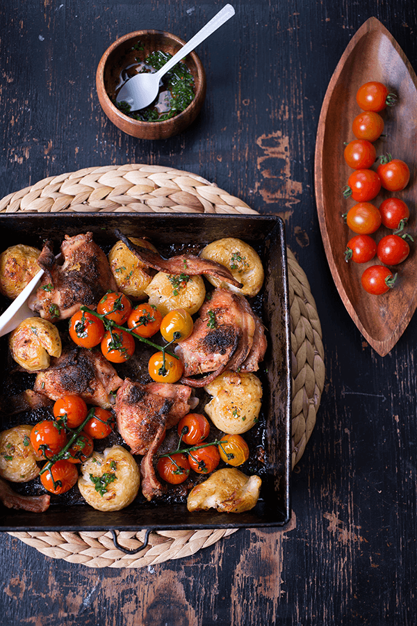 Chicken, Bacon and Potato Tray Bake