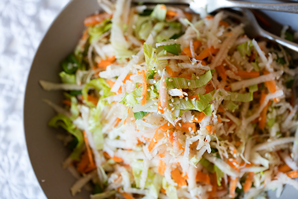 Kohlrabi, Carrot and Lettuce Slaw