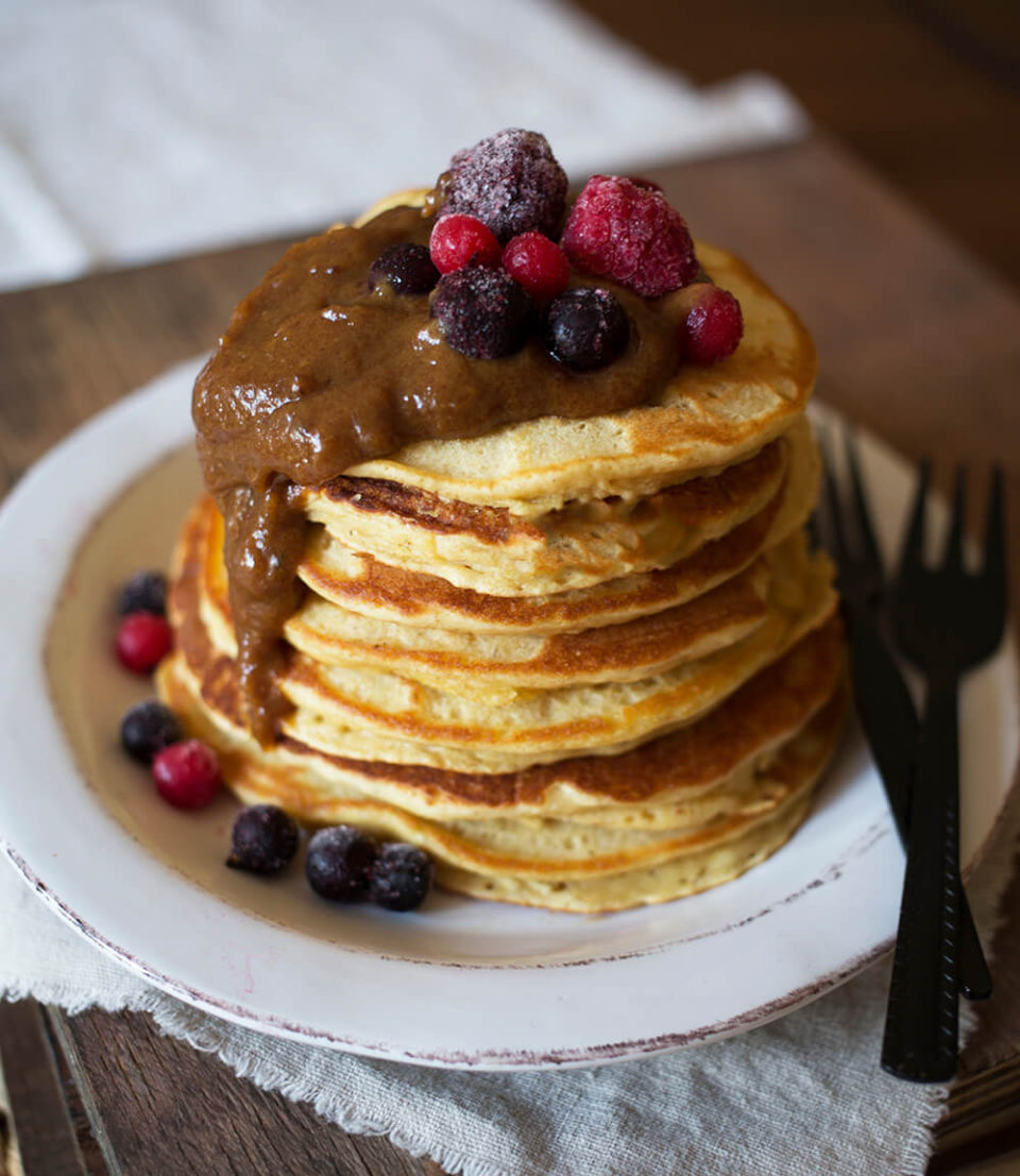 Vegan Chickpea Pancakes with Date Caramel