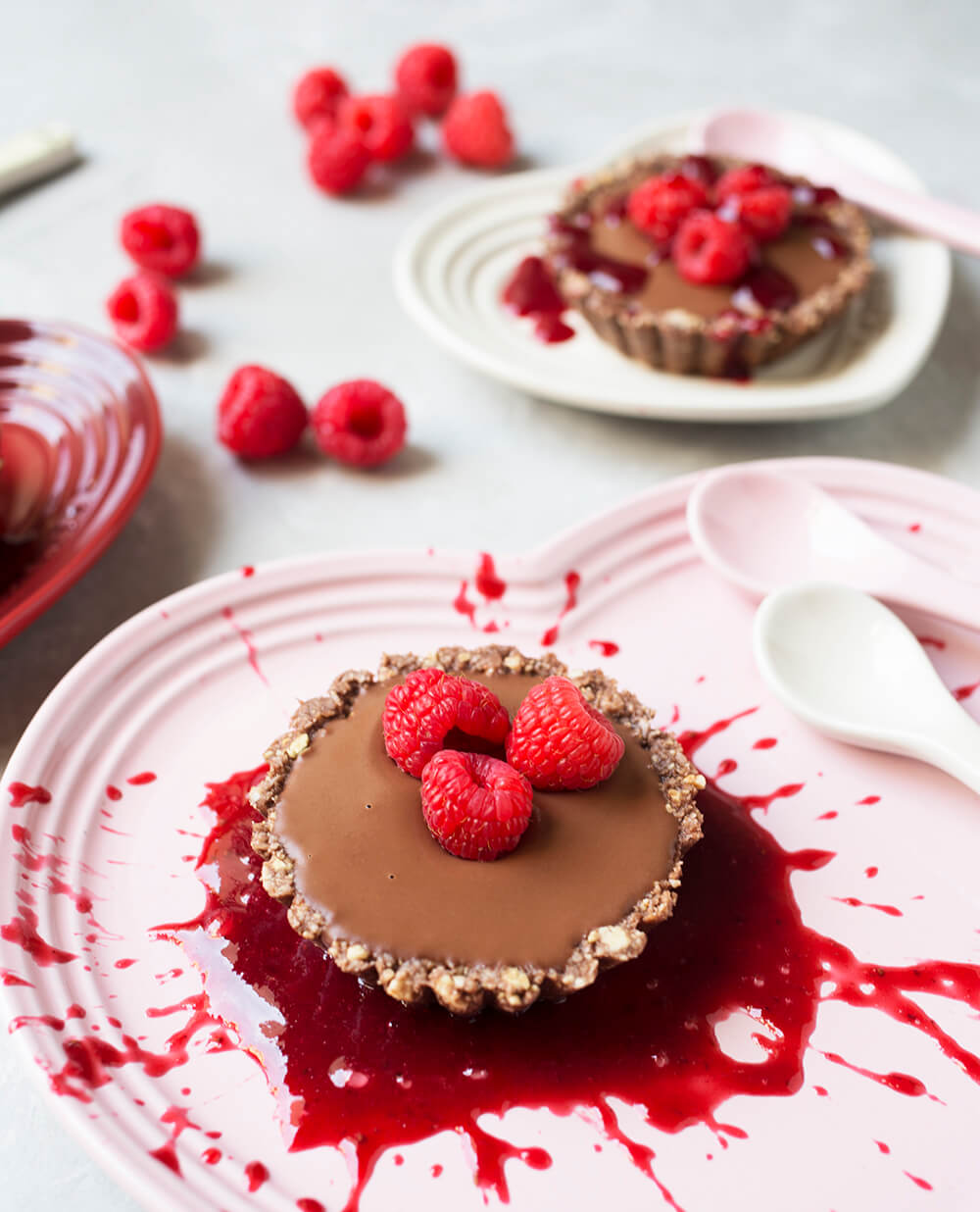 Vegan Choc Ganache Tarts with Berry Compote