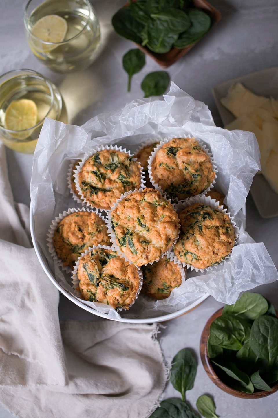 Spinach, Cheddar and Basil Muffins Spinach, Cheddar and Basil Muffins