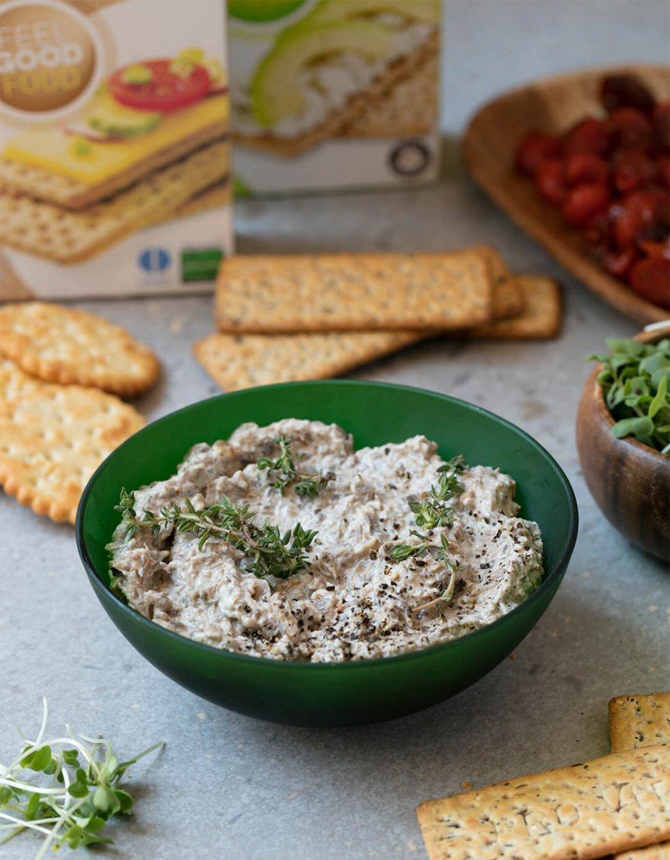 Mushroom Paté and Roasted Tomato Snack Stack