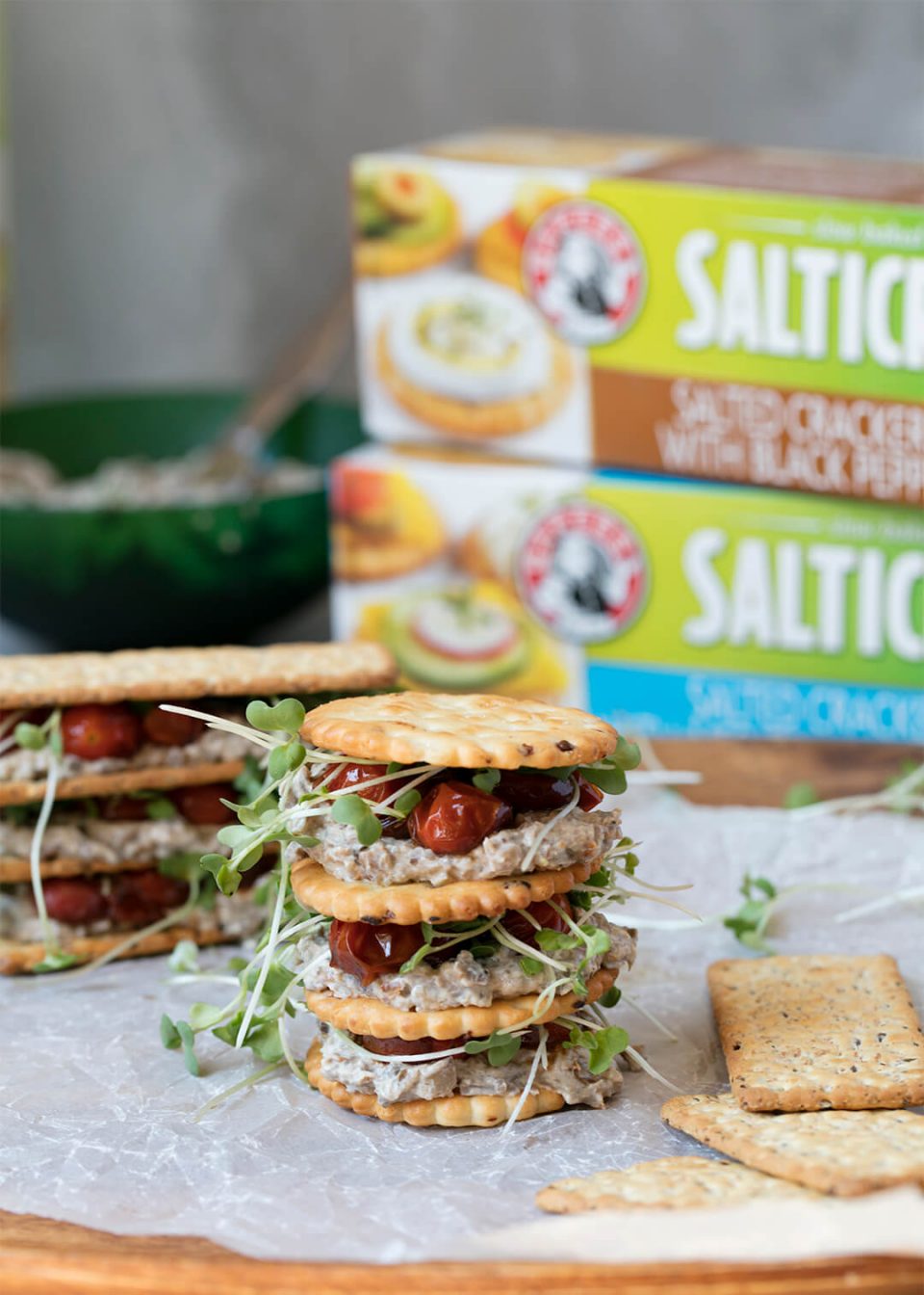 Mushroom Paté and Roasted Tomato Snack Stack