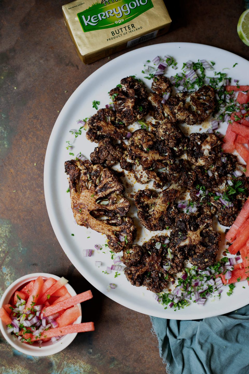 Jerk Buttered Cauliflower with Watermelon Salad Jerk Buttered Cauliflower with Watermelon Salad