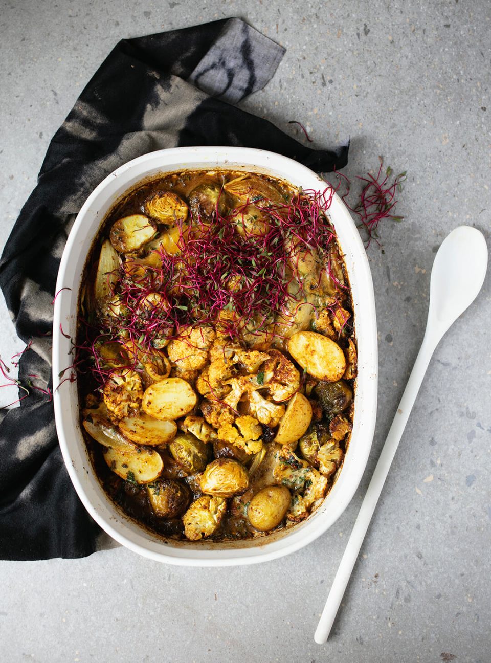 Potato and Cauliflower Curry Tray Bake