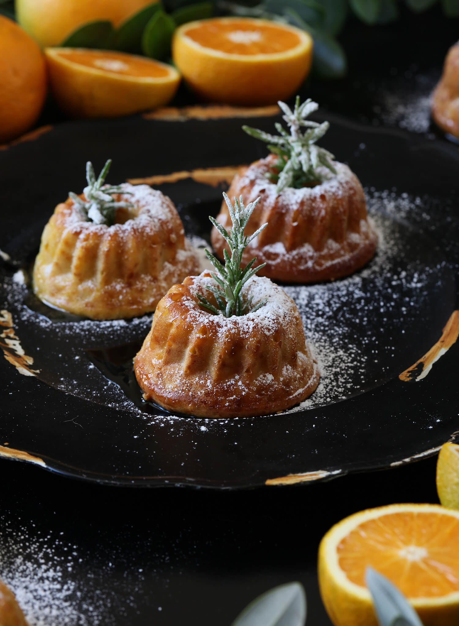 Sticky Olive Oil Honey Cakes with Citrus and Rosemary aninas recipes