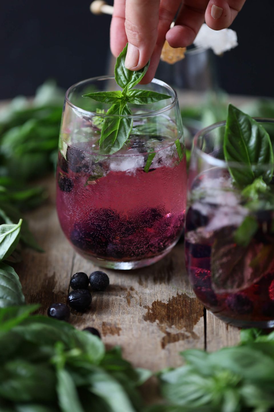 Blueberry and Basil Gin and Tonic