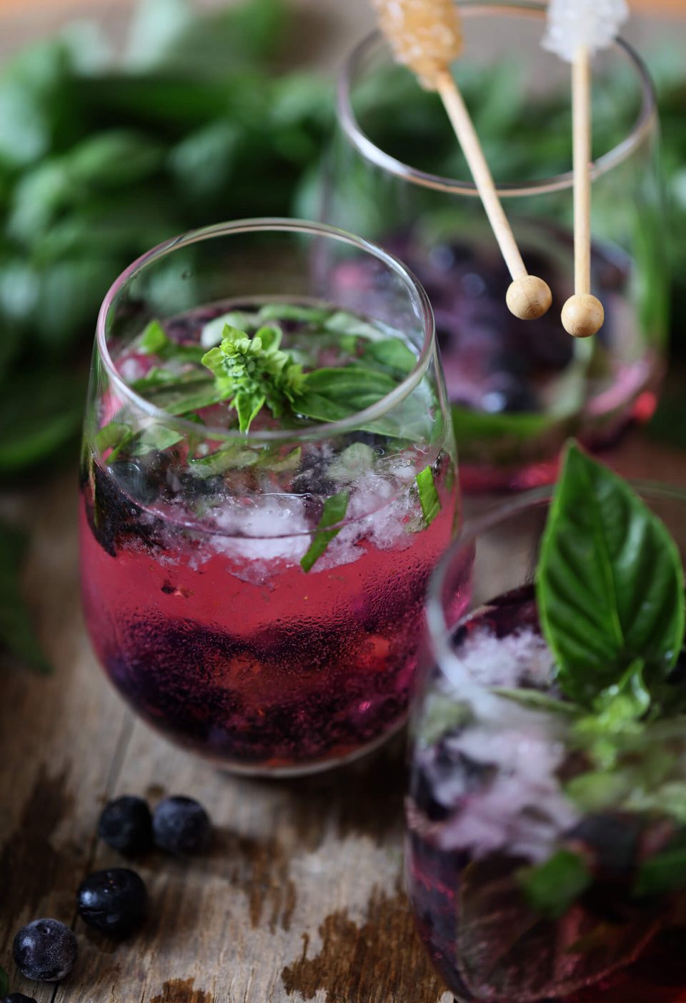 Blueberry and Basil Gin and Tonic