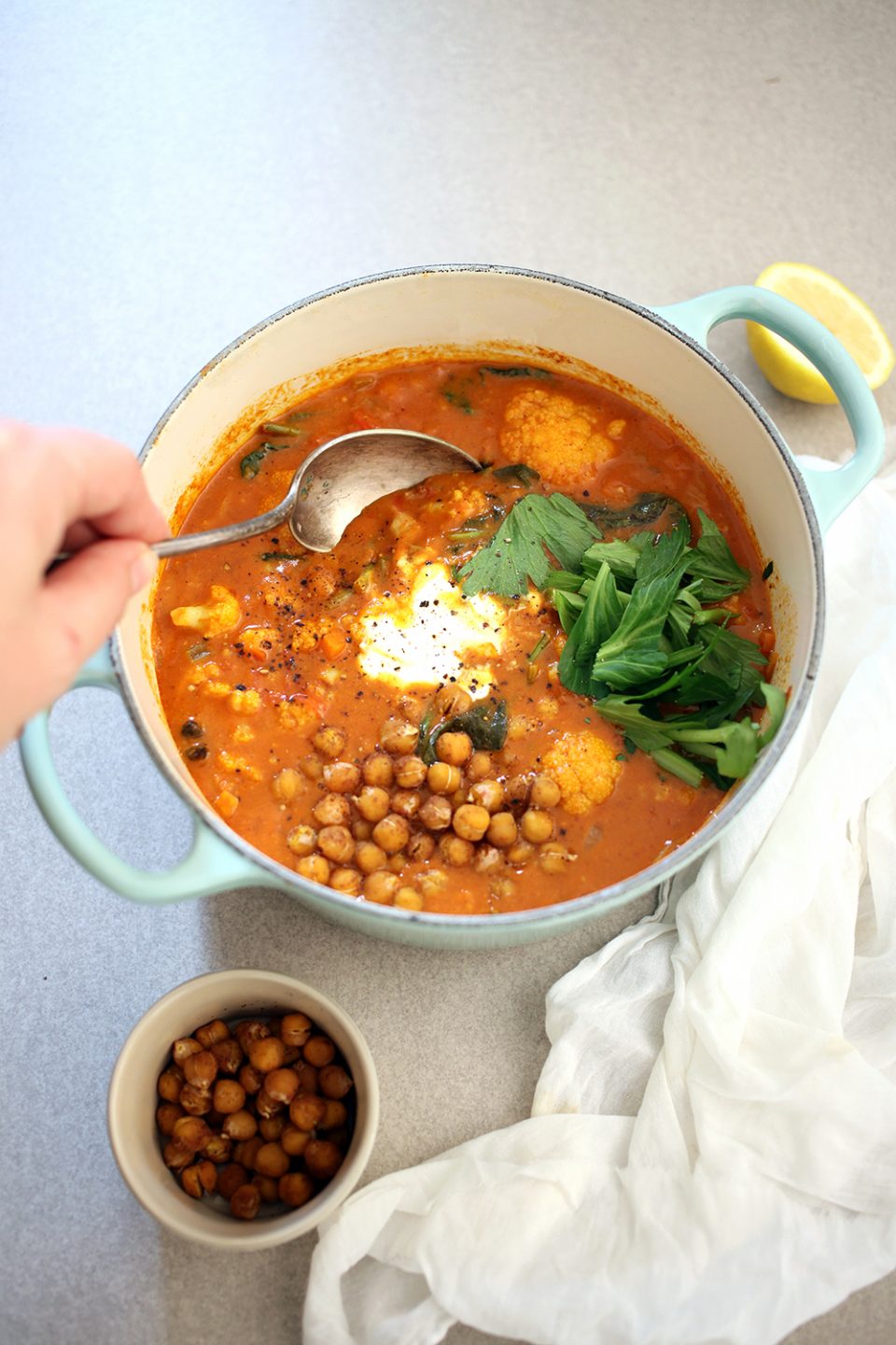 Vegan Cauliflower and Chickpea Coconut Curry Dairy free Cauliflower and Chickpea Curry