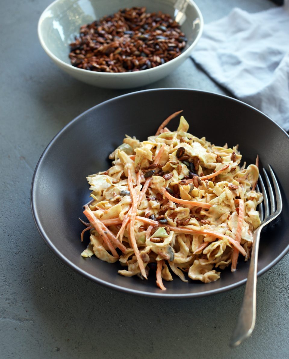 Curry Coleslaw with Spicy Seeds